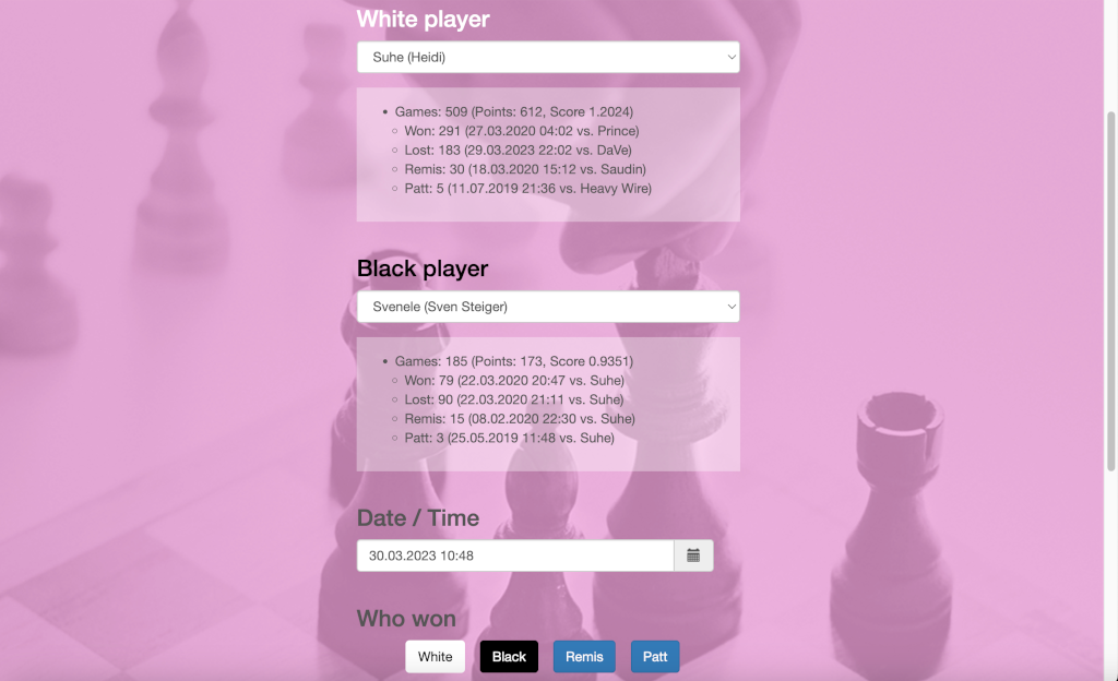 Add a new game result