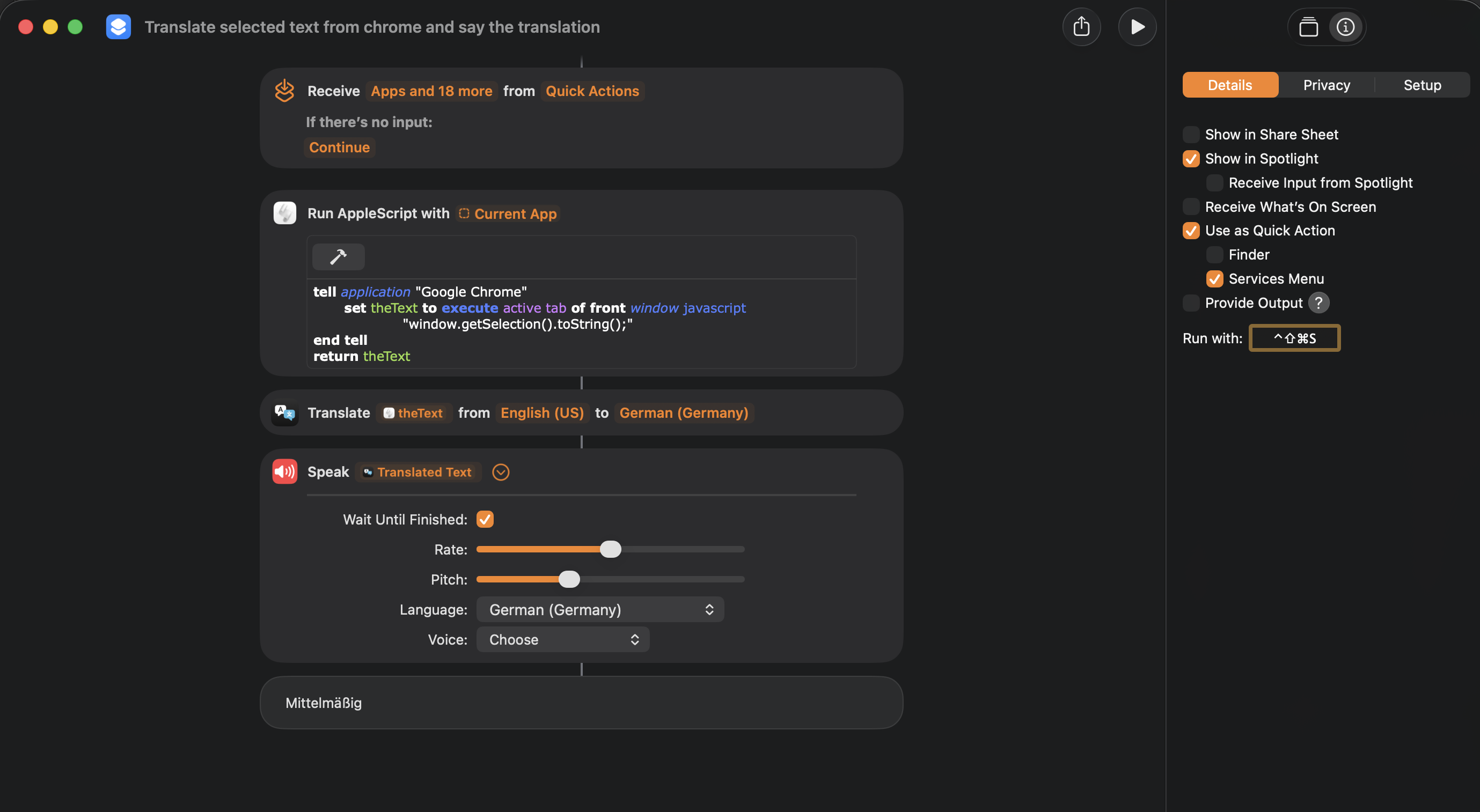 Translate and say text from chrome